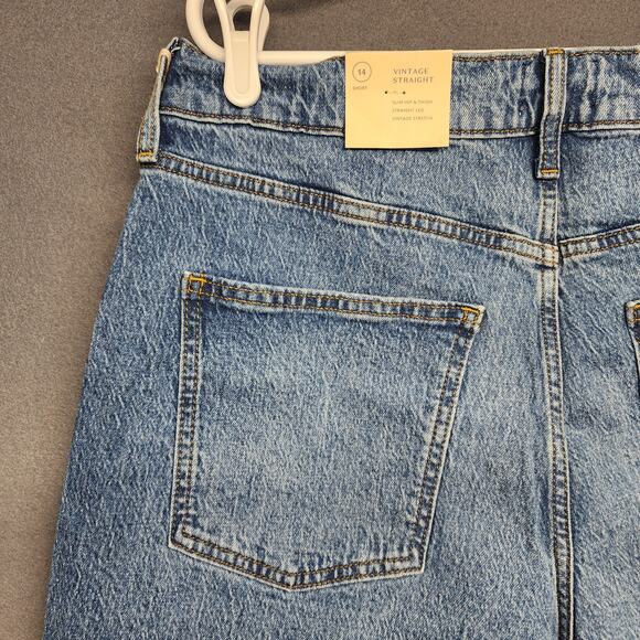 Universal Thread Jeans Womens 14 Short Blue Vintage Straight Denim Stretch NEW - Picture 14 of 16